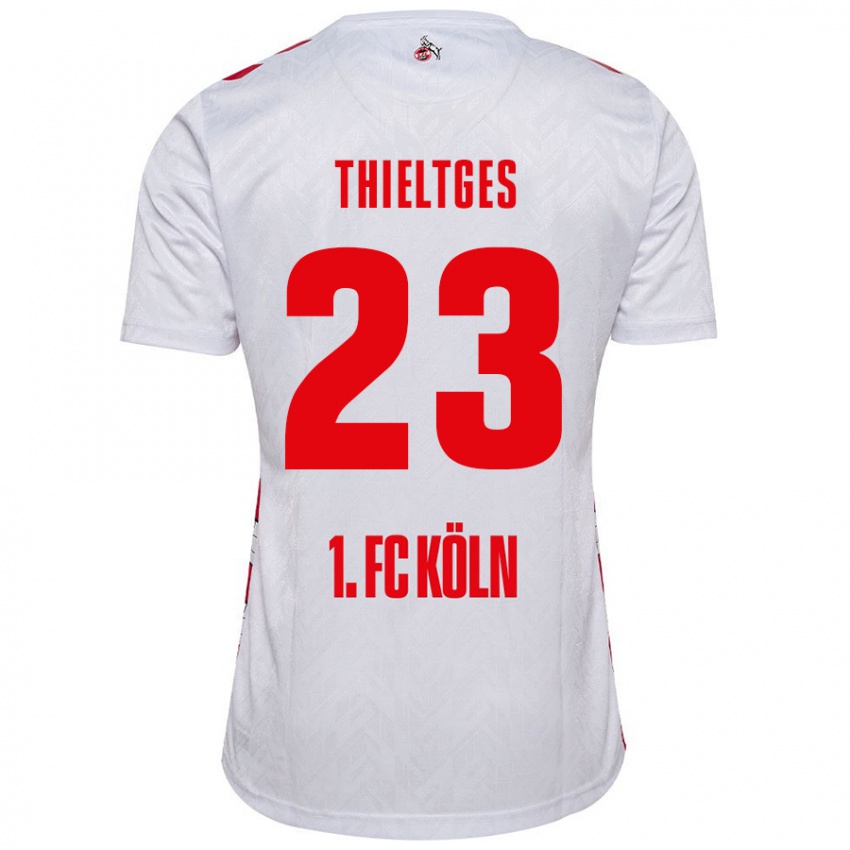 Niño Camiseta Phil Thieltges #23 Blanco Rojo 1ª Equipación 2024/25 La Camisa