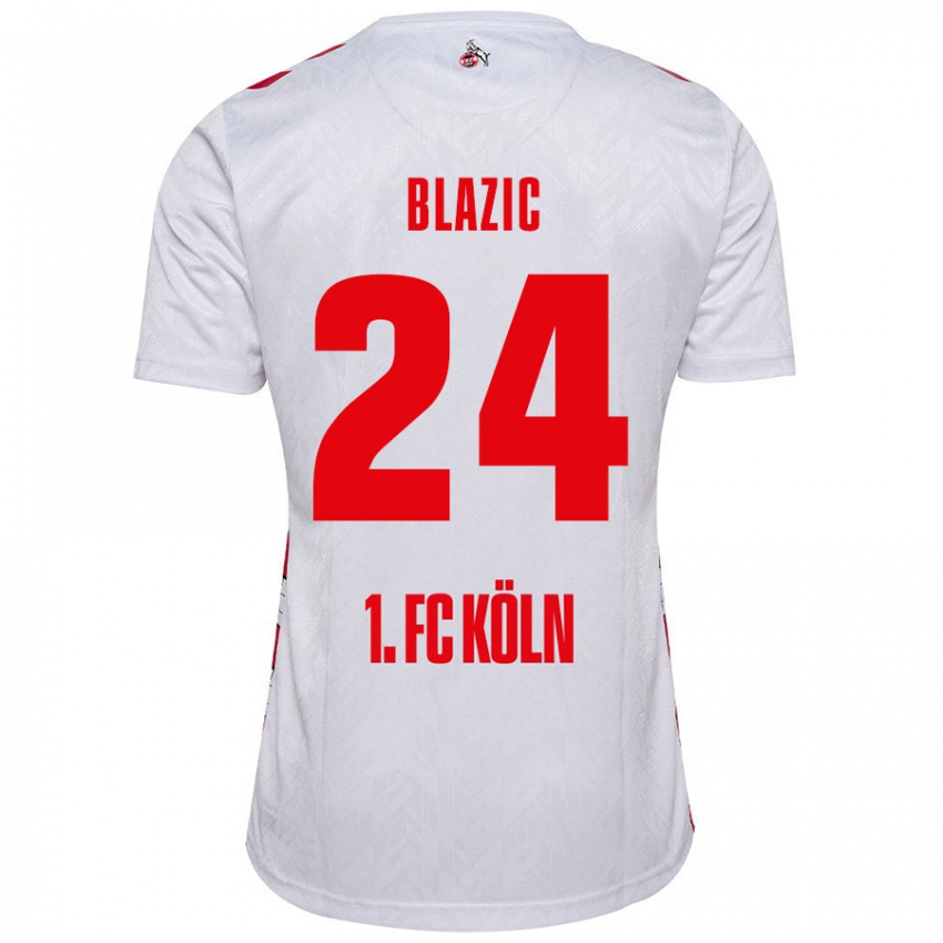 Niño Camiseta Alessandro Blazic #24 Blanco Rojo 1ª Equipación 2024/25 La Camisa