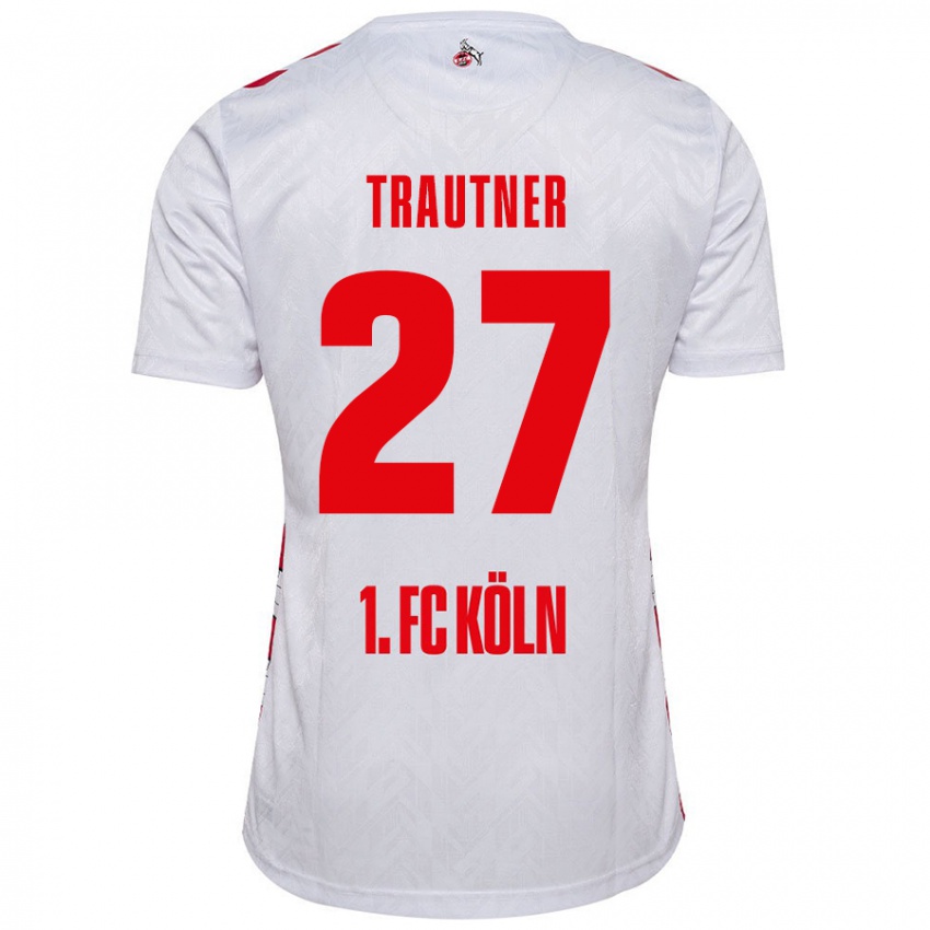 Niño Camiseta Tobias Trautner #27 Blanco Rojo 1ª Equipación 2024/25 La Camisa