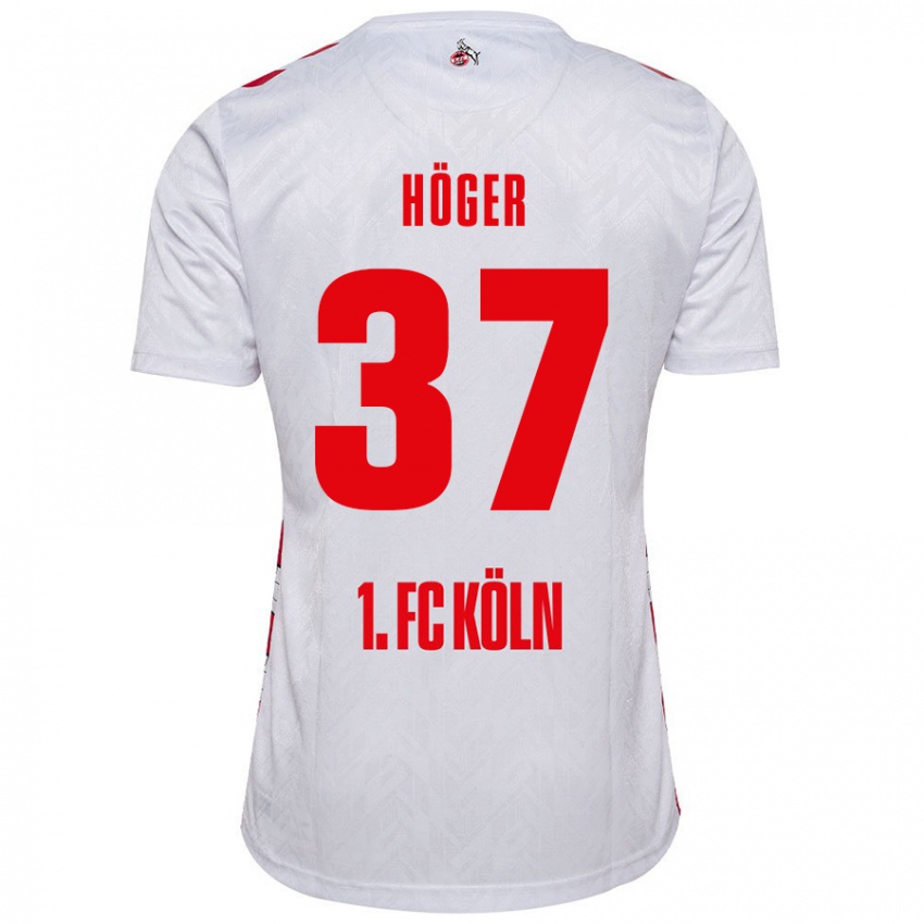 Niño Camiseta Marco Höger #37 Blanco Rojo 1ª Equipación 2024/25 La Camisa