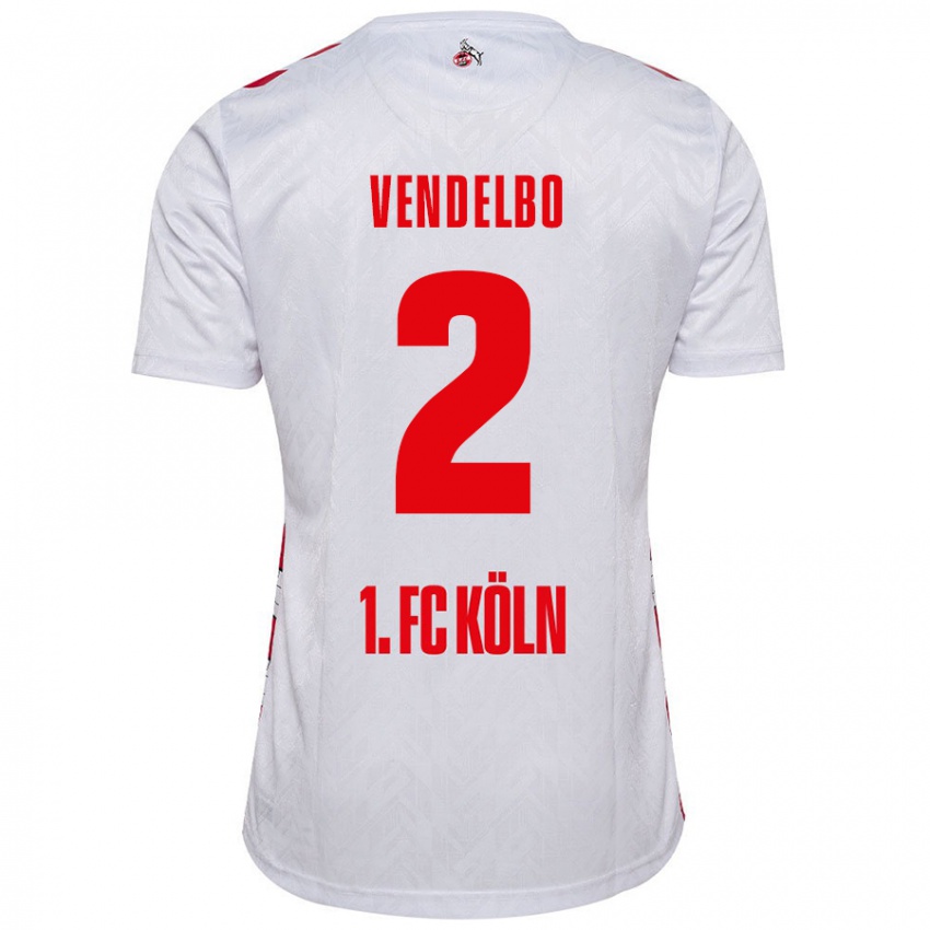 Niño Camiseta Sofie Vendelbo #2 Blanco Rojo 1ª Equipación 2024/25 La Camisa