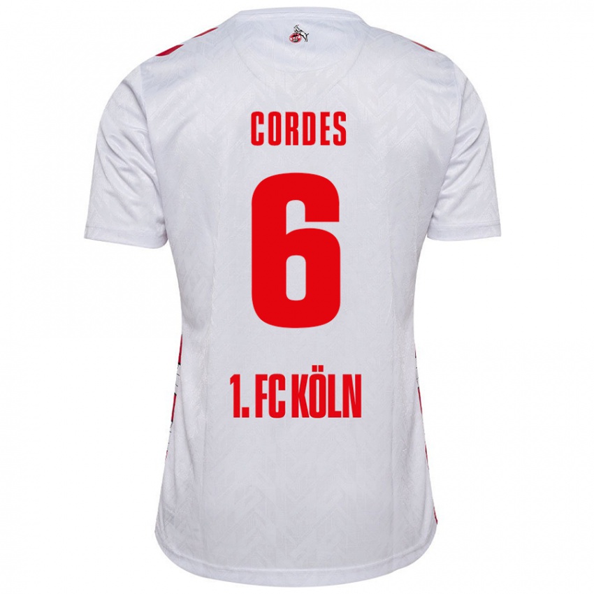 Niño Camiseta Lotta Cordes #6 Blanco Rojo 1ª Equipación 2024/25 La Camisa