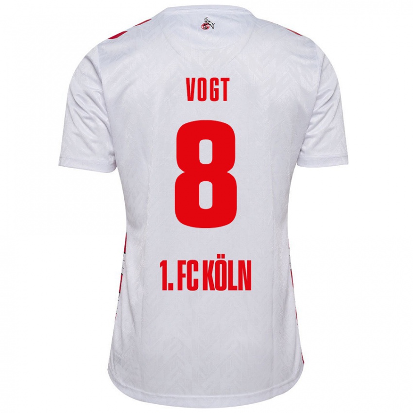 Niño Camiseta Laura Vogt #8 Blanco Rojo 1ª Equipación 2024/25 La Camisa