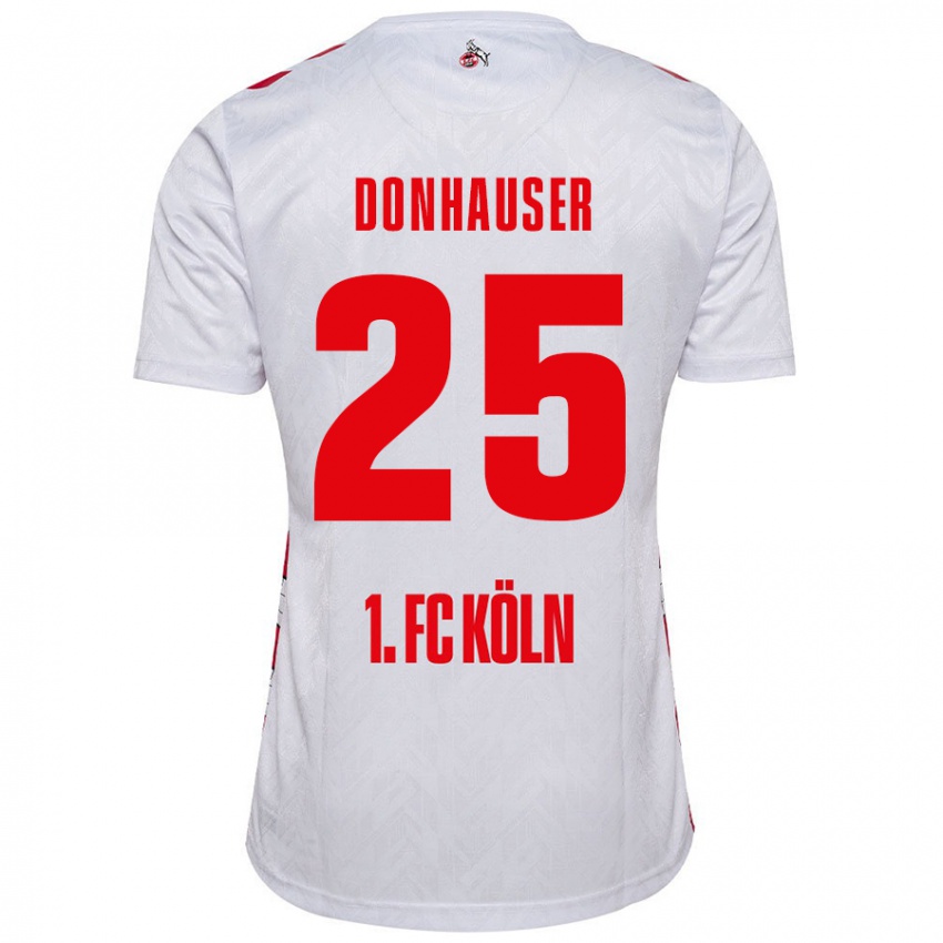 Niño Camiseta Laura Donhauser #25 Blanco Rojo 1ª Equipación 2024/25 La Camisa