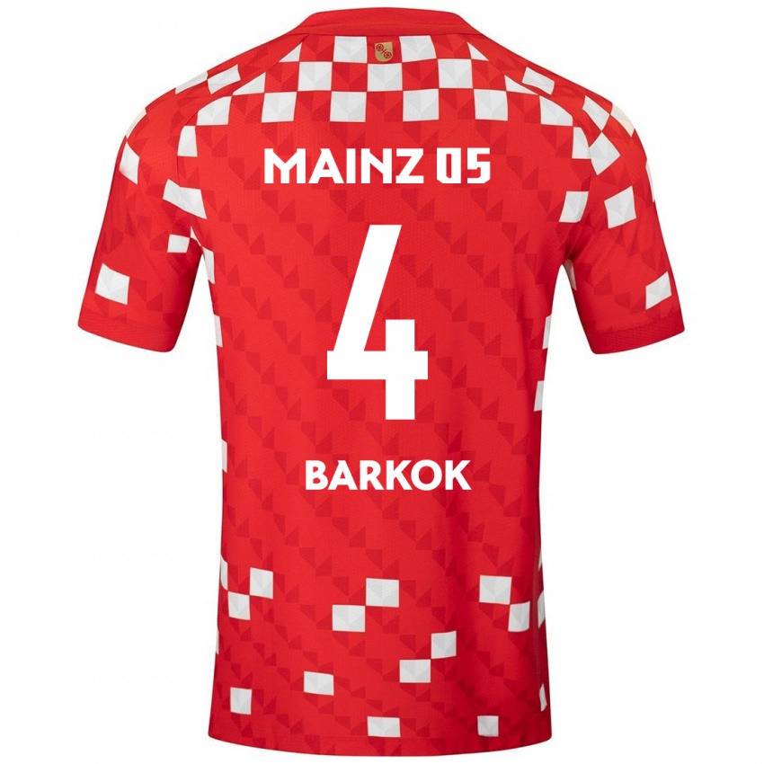 Niño Camiseta Aymen Barkok #4 Blanco Rojo 1ª Equipación 2024/25 La Camisa