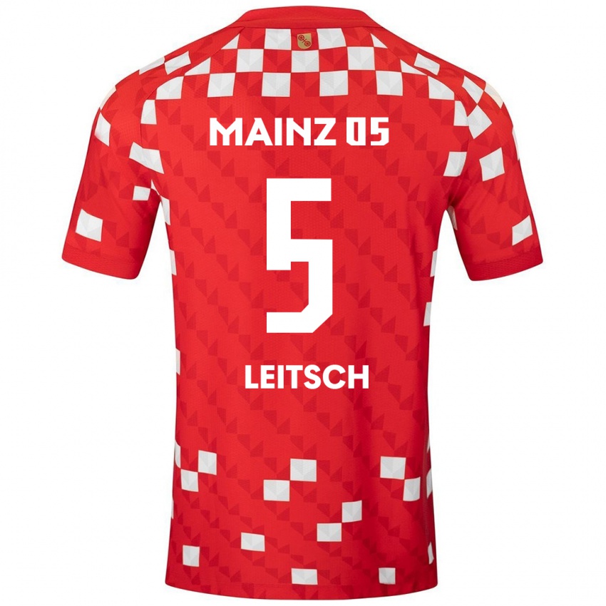 Niño Camiseta Maxim Leitsch #5 Blanco Rojo 1ª Equipación 2024/25 La Camisa