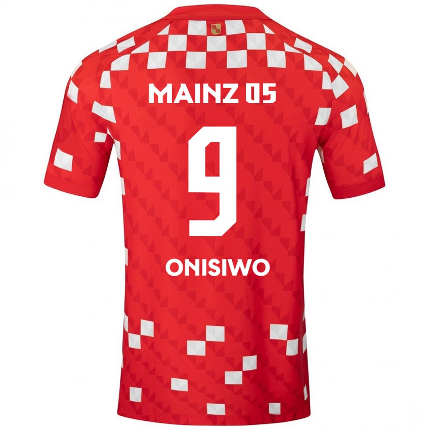 Niño Camiseta Karim Onisiwo #9 Blanco Rojo 1ª Equipación 2024/25 La Camisa