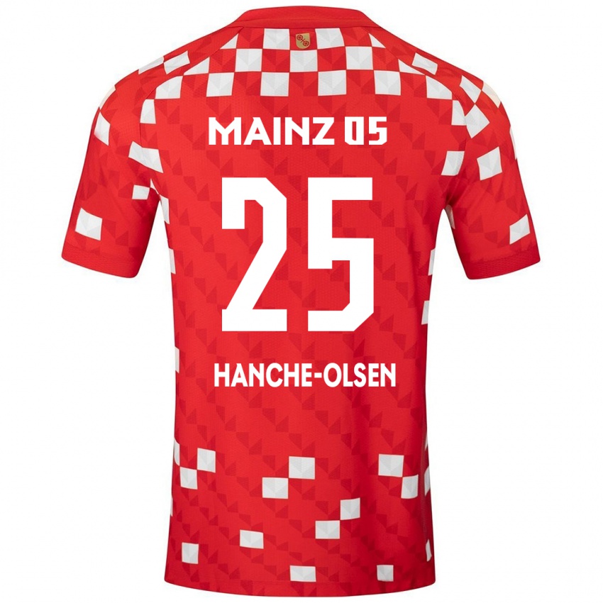 Niño Camiseta Andreas Hanche-Olsen #25 Blanco Rojo 1ª Equipación 2024/25 La Camisa