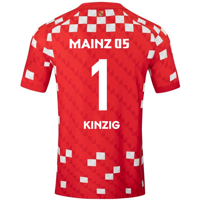 Niño Camiseta Maximilian Kinzig #1 Blanco Rojo 1ª Equipación 2024/25 La Camisa