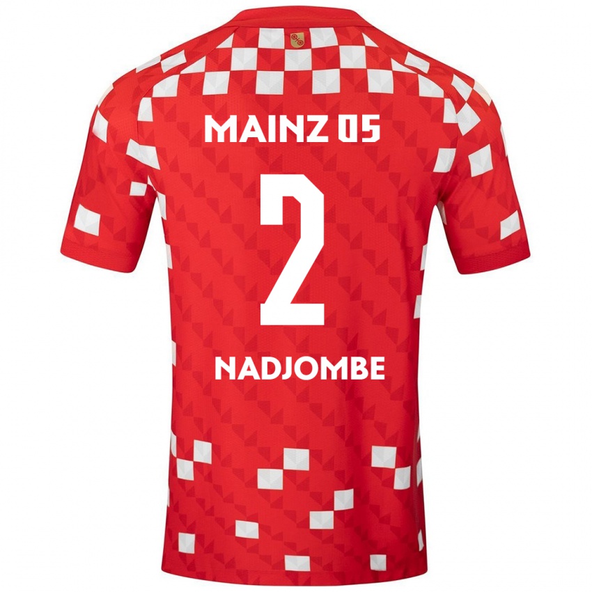 Niño Camiseta Jean-Marie Nadjombe #2 Blanco Rojo 1ª Equipación 2024/25 La Camisa