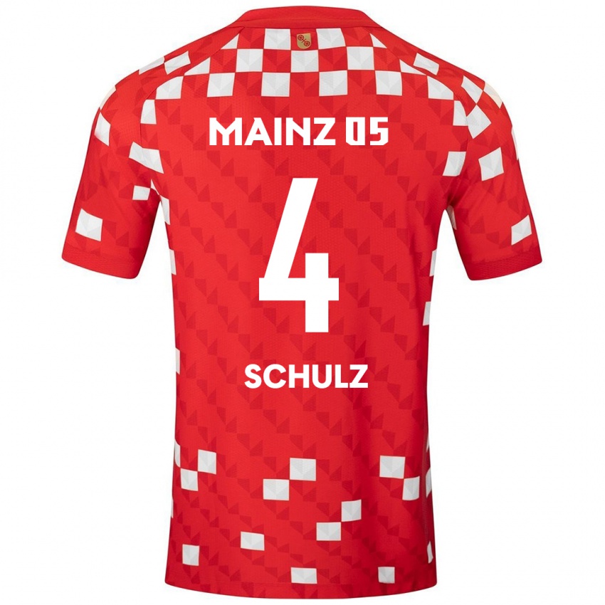 Niño Camiseta Philipp Schulz #4 Blanco Rojo 1ª Equipación 2024/25 La Camisa