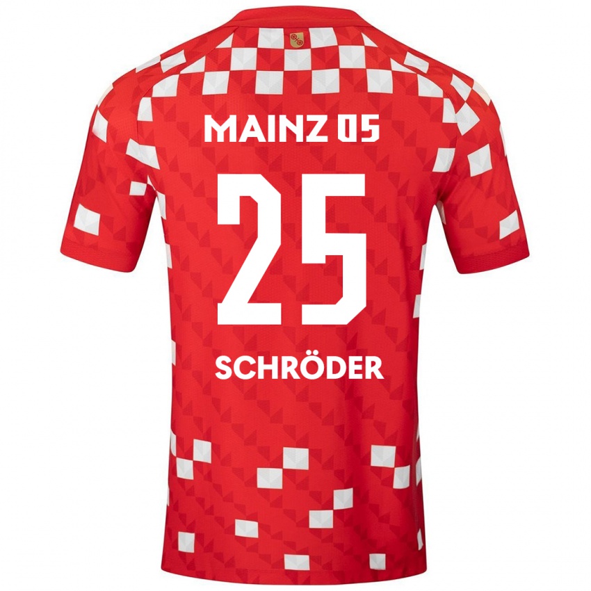 Niño Camiseta Maxim Schröder #25 Blanco Rojo 1ª Equipación 2024/25 La Camisa