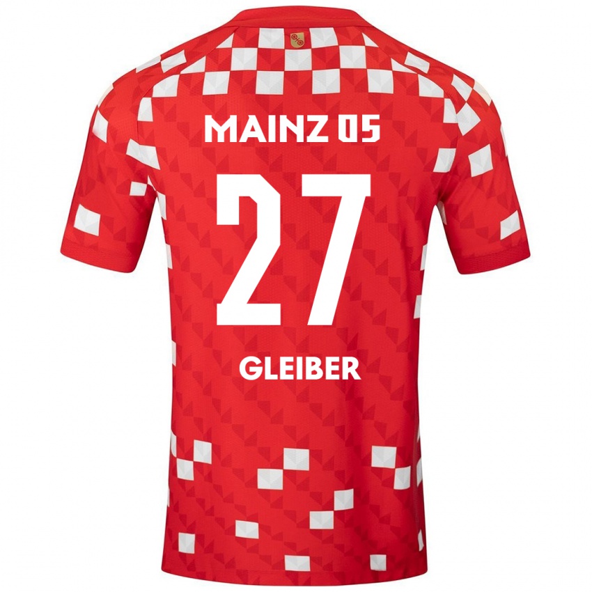 Niño Camiseta Daniel Gleiber #27 Blanco Rojo 1ª Equipación 2024/25 La Camisa