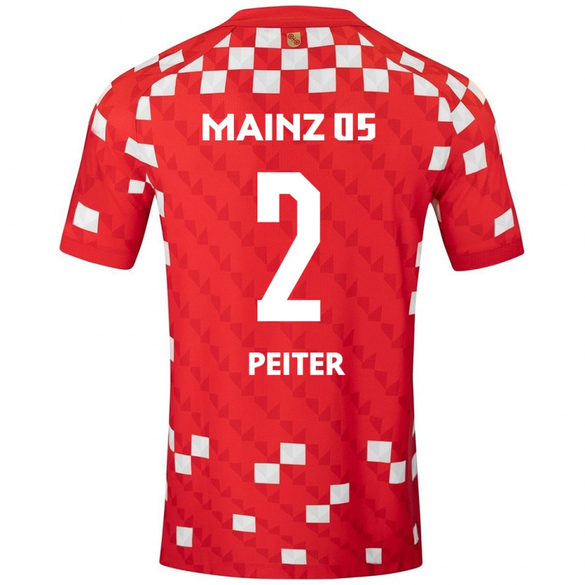 Niño Camiseta Chiara Peiter #2 Blanco Rojo 1ª Equipación 2024/25 La Camisa