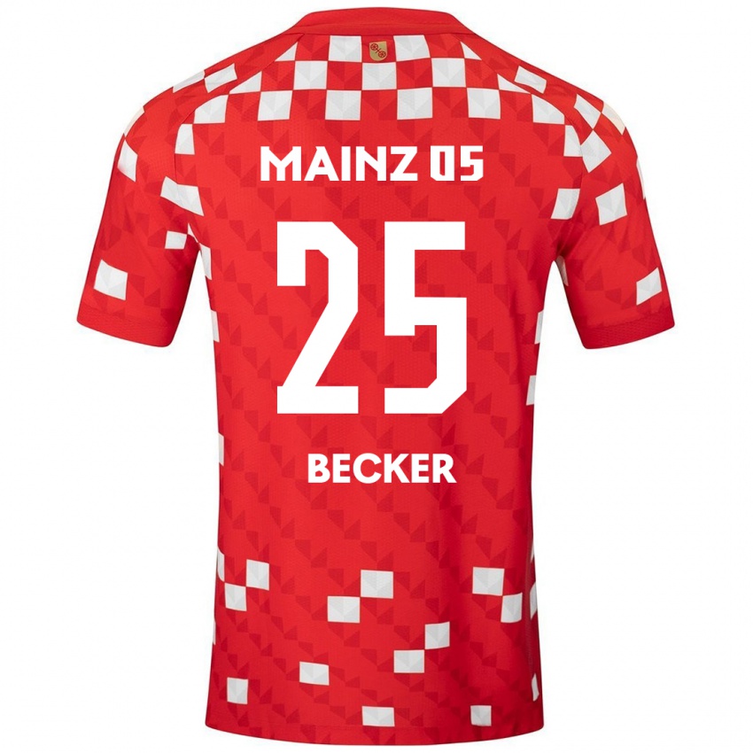 Niño Camiseta Kathrin Becker #25 Blanco Rojo 1ª Equipación 2024/25 La Camisa