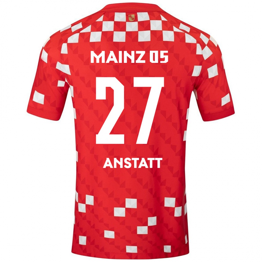 Niño Camiseta Nadine Anstatt #27 Blanco Rojo 1ª Equipación 2024/25 La Camisa