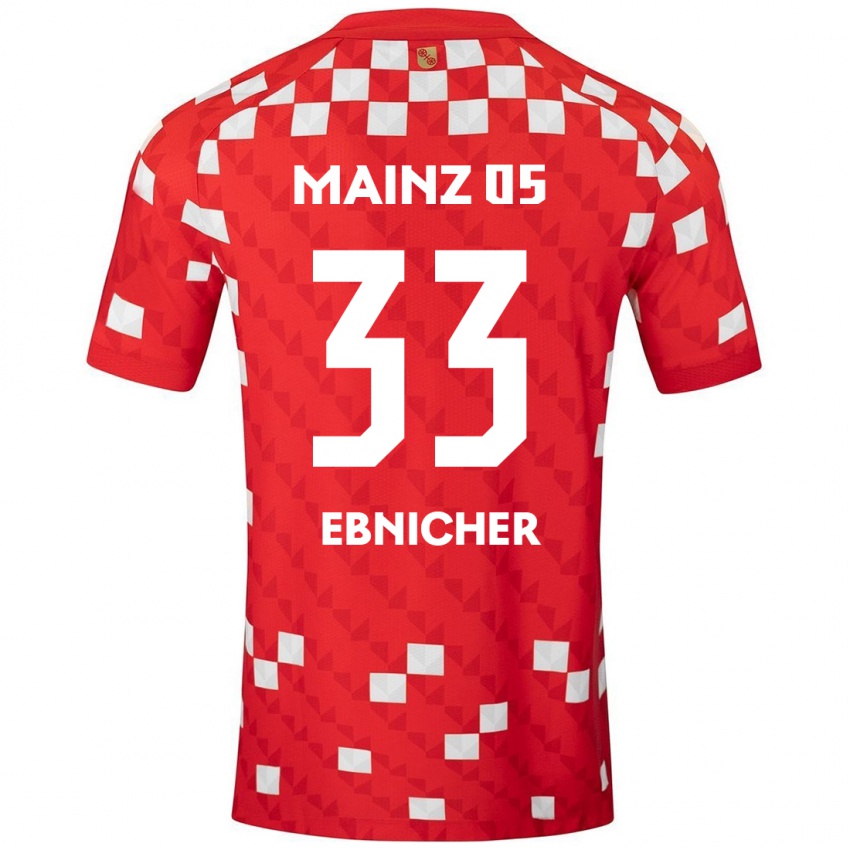 Niño Camiseta Sabine Ebnicher #33 Blanco Rojo 1ª Equipación 2024/25 La Camisa