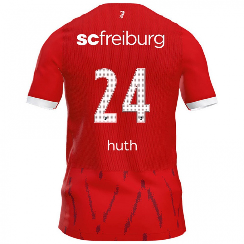 Niño Camiseta Jannik Huth #24 Rojo 1ª Equipación 2024/25 La Camisa