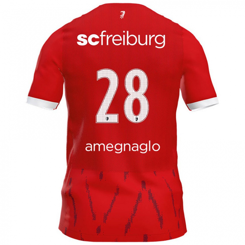 Niño Camiseta David Amegnaglo #28 Rojo 1ª Equipación 2024/25 La Camisa