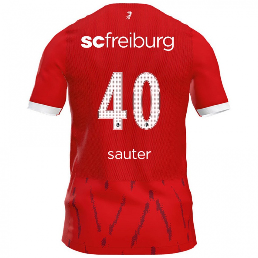 Niño Camiseta Niklas Sauter #40 Rojo 1ª Equipación 2024/25 La Camisa