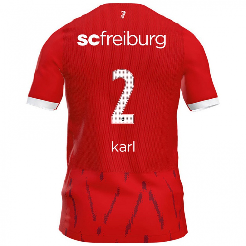 Niño Camiseta Lisa Karl #2 Rojo 1ª Equipación 2024/25 La Camisa