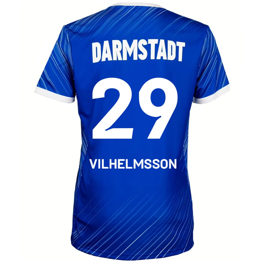 Niño Camiseta Oscar Vilhelmsson #29 Azul Blanco 1ª Equipación 2024/25 La Camisa