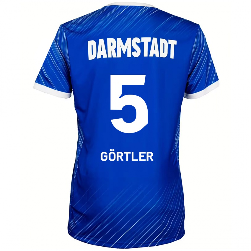 Niño Camiseta Bastian Görtler #5 Azul Blanco 1ª Equipación 2024/25 La Camisa