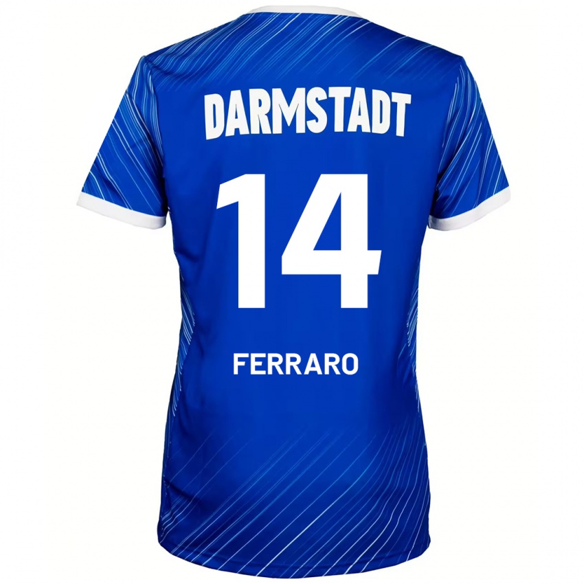 Niño Camiseta Enzo Ferraro #14 Azul Blanco 1ª Equipación 2024/25 La Camisa