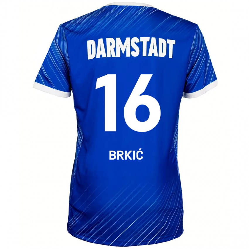 Niño Camiseta Amar Brkić #16 Azul Blanco 1ª Equipación 2024/25 La Camisa