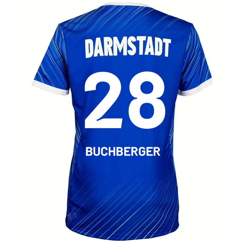 Niño Camiseta Jonas Buchberger #28 Azul Blanco 1ª Equipación 2024/25 La Camisa