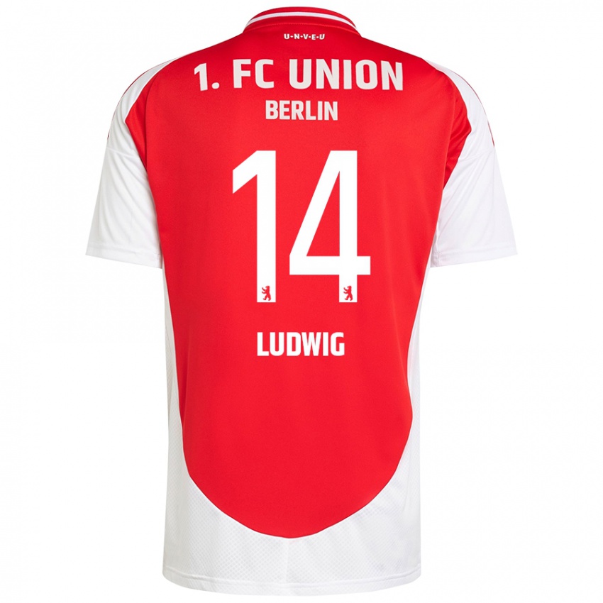 Niño Camiseta Brandon Ludwig #14 Rojo Blanco 1ª Equipación 2024/25 La Camisa