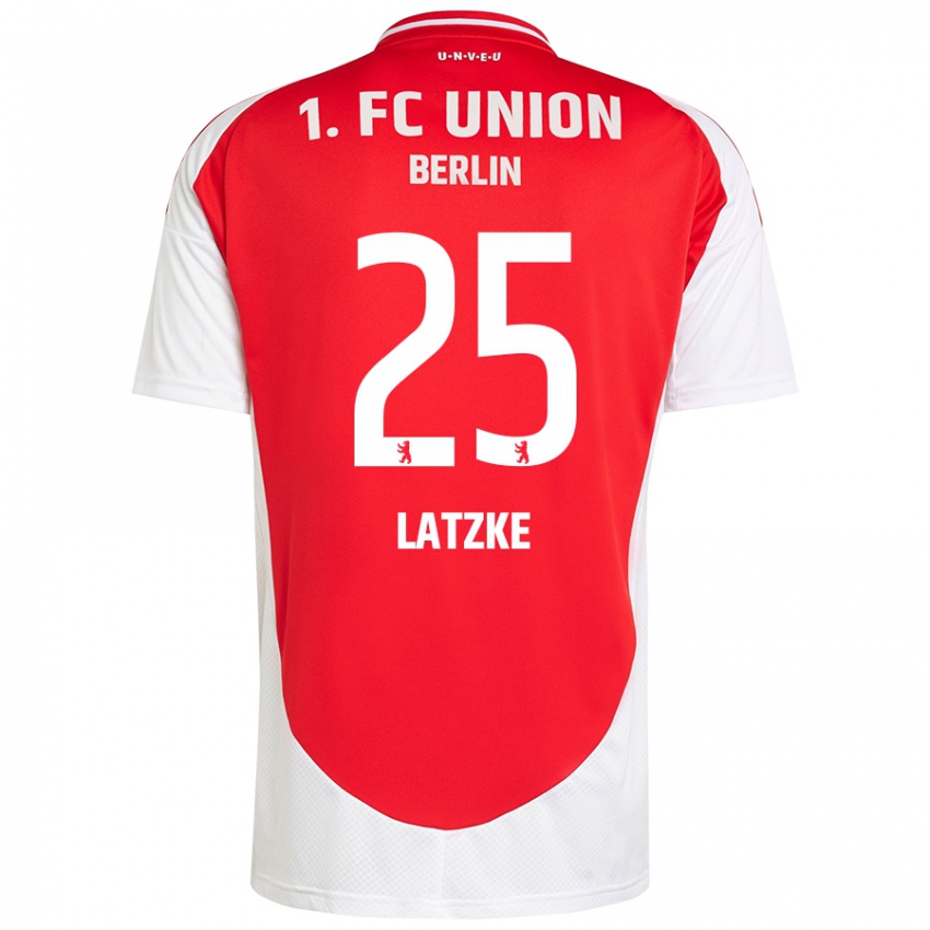 Niño Camiseta Jannes Latzke #25 Rojo Blanco 1ª Equipación 2024/25 La Camisa