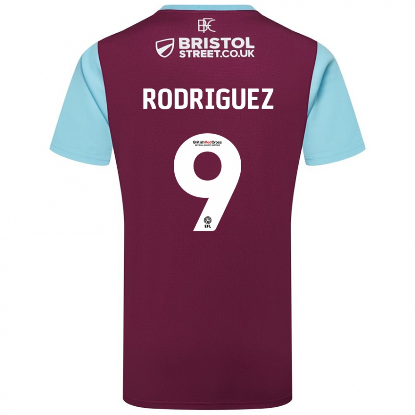 Niño Camiseta Jay Rodríguez #9 Borgoña Azul Cielo 1ª Equipación 2024/25 La Camisa