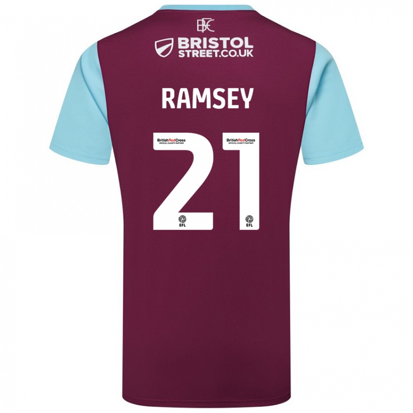 Niño Camiseta Aaron Ramsey #21 Borgoña Azul Cielo 1ª Equipación 2024/25 La Camisa