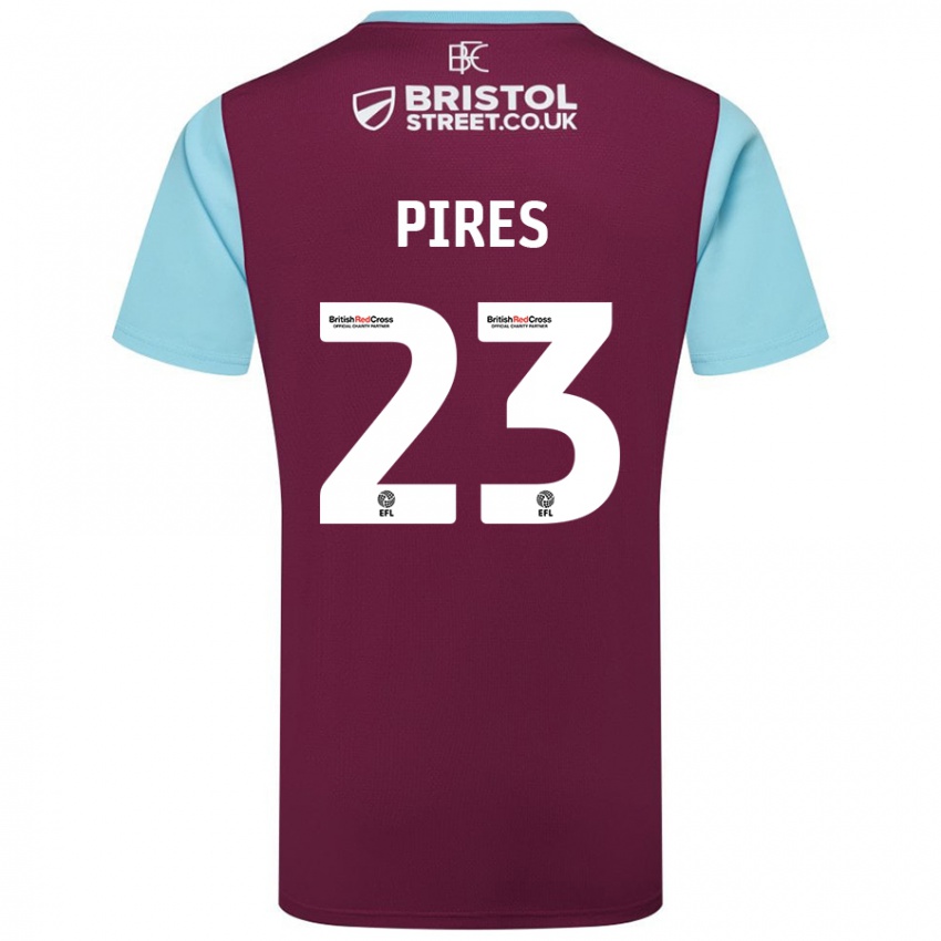 Niño Camiseta Lucas Pires #23 Borgoña Azul Cielo 1ª Equipación 2024/25 La Camisa