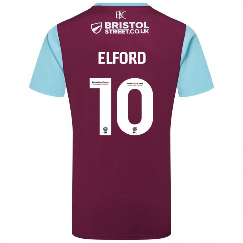 Niño Camiseta Laura Elford #10 Borgoña Azul Cielo 1ª Equipación 2024/25 La Camisa