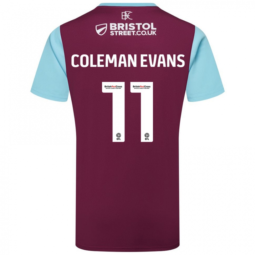 Niño Camiseta Amaya Coleman-Evans #11 Borgoña Azul Cielo 1ª Equipación 2024/25 La Camisa