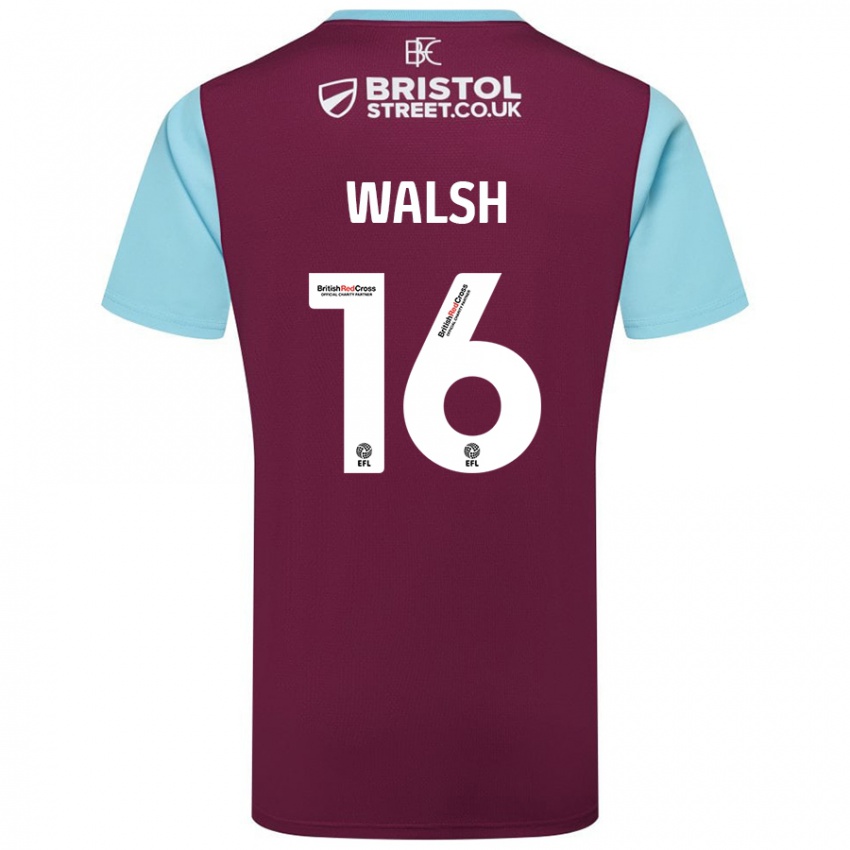 Niño Camiseta Lucy Walsh #16 Borgoña Azul Cielo 1ª Equipación 2024/25 La Camisa