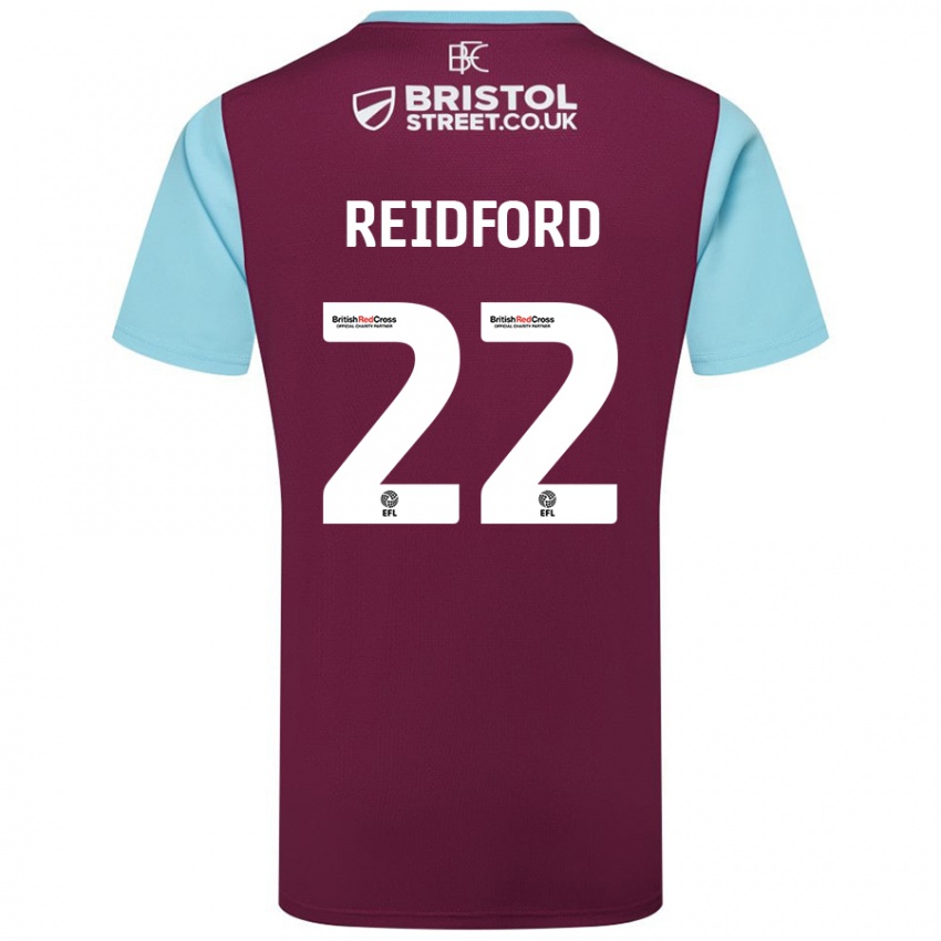 Niño Camiseta Isabella Reidford #22 Borgoña Azul Cielo 1ª Equipación 2024/25 La Camisa