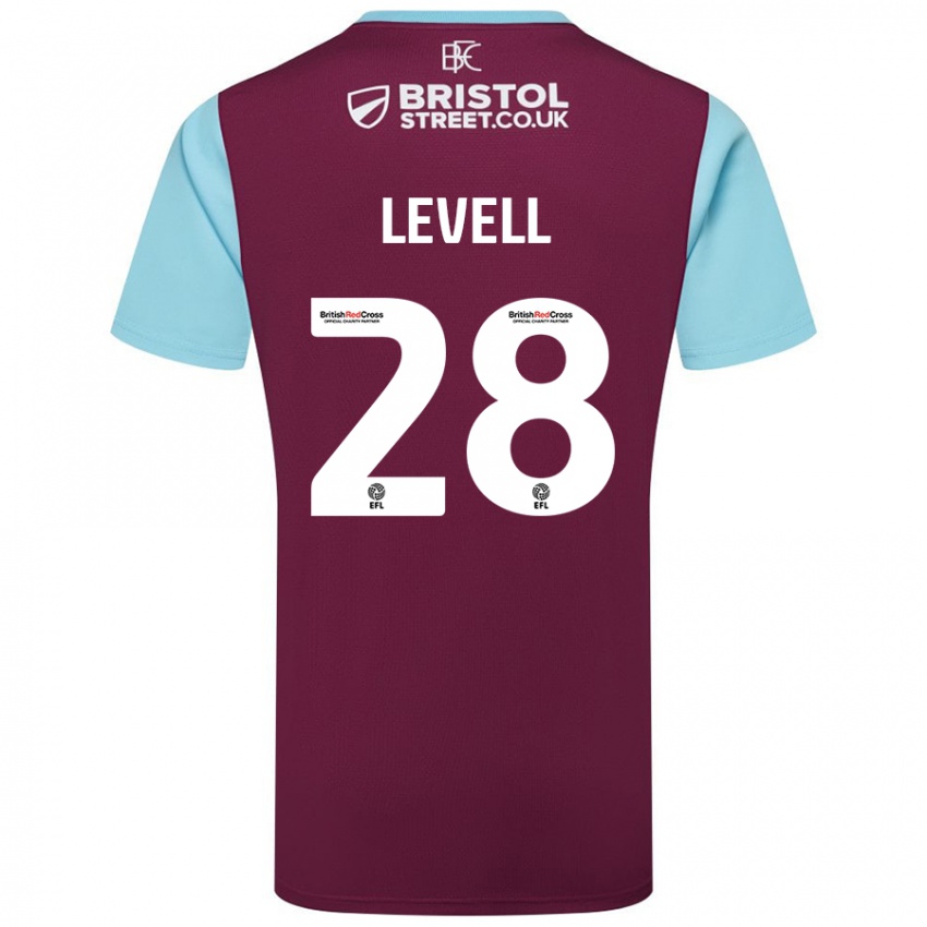 Niño Camiseta Kirstie Levell #28 Borgoña Azul Cielo 1ª Equipación 2024/25 La Camisa