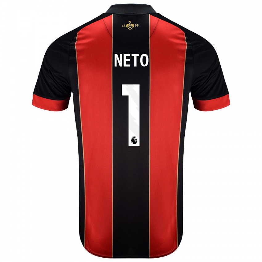 Niño Camiseta Neto #1 Rojo Negro 1ª Equipación 2024/25 La Camisa