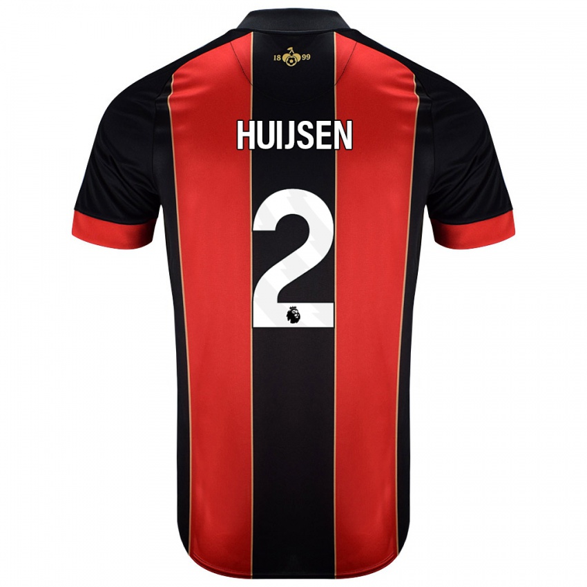 Niño Camiseta Dean Huijsen #2 Rojo Negro 1ª Equipación 2024/25 La Camisa