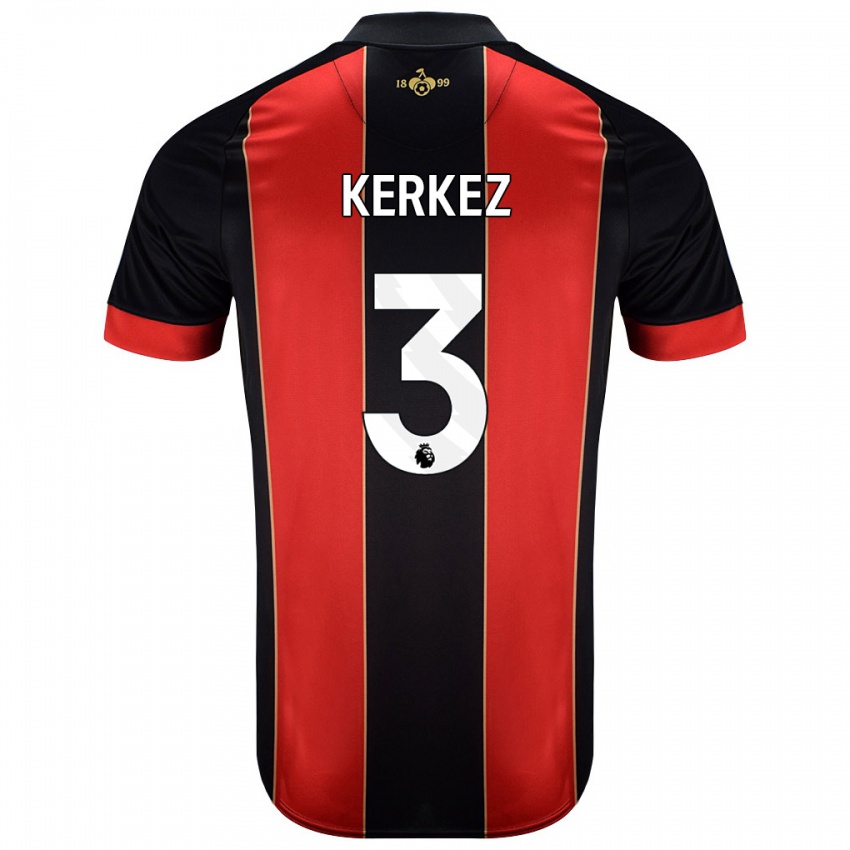 Niño Camiseta Milos Kerkez #3 Rojo Negro 1ª Equipación 2024/25 La Camisa