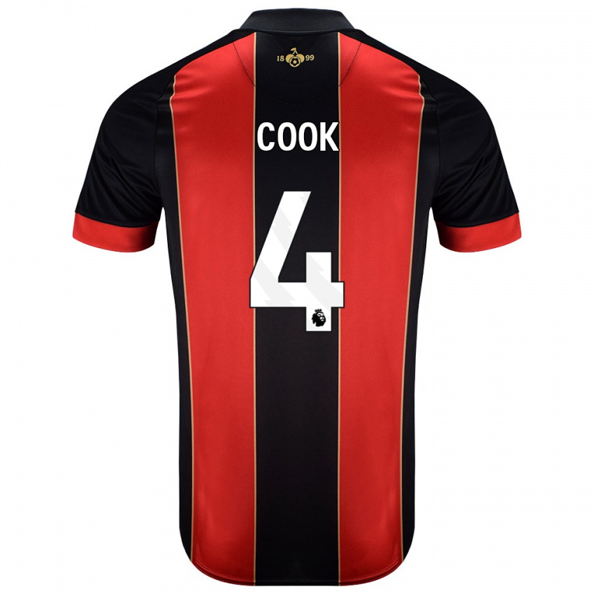 Niño Camiseta Lewis Cook #4 Rojo Negro 1ª Equipación 2024/25 La Camisa