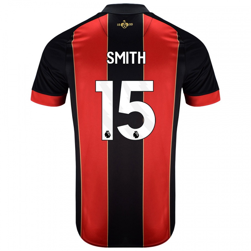 Niño Camiseta Adam Smith #15 Rojo Negro 1ª Equipación 2024/25 La Camisa