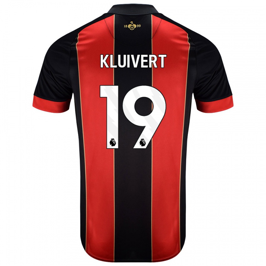 Niño Camiseta Justin Kluivert #19 Rojo Negro 1ª Equipación 2024/25 La Camisa