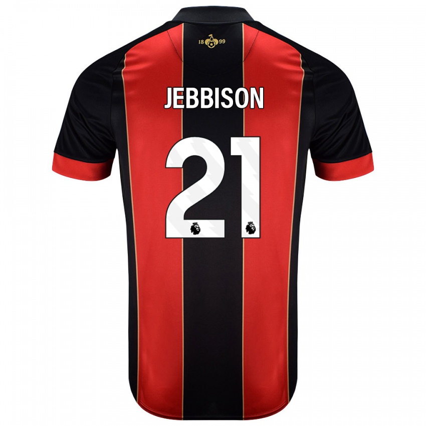 Niño Camiseta Daniel Jebbison #21 Rojo Negro 1ª Equipación 2024/25 La Camisa