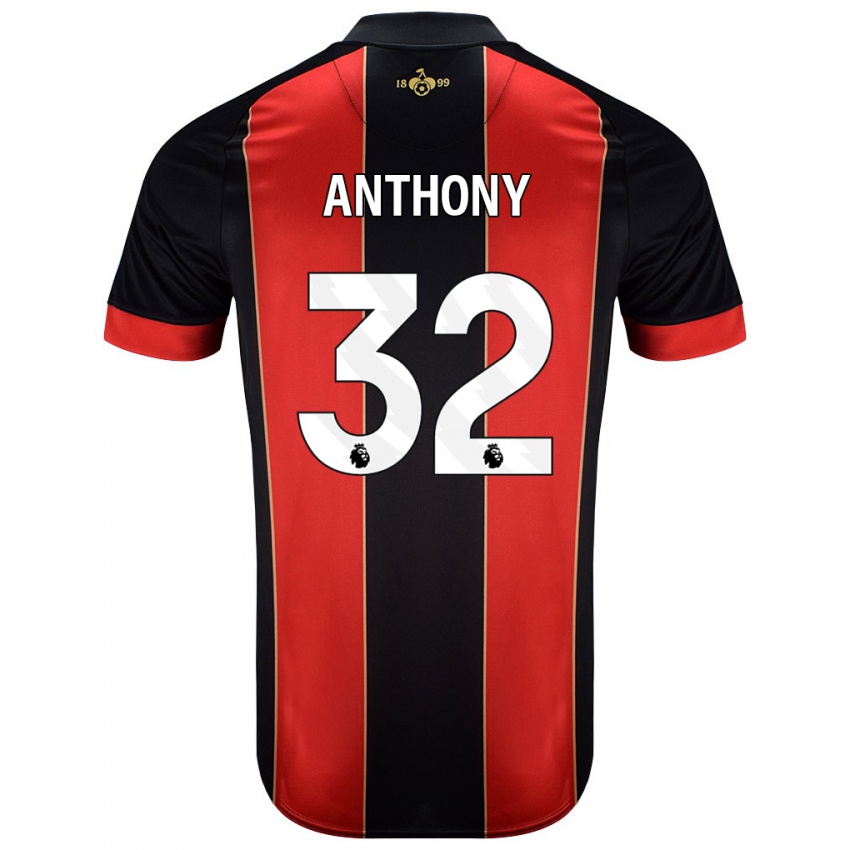 Niño Camiseta Jaidon Anthony #32 Rojo Negro 1ª Equipación 2024/25 La Camisa