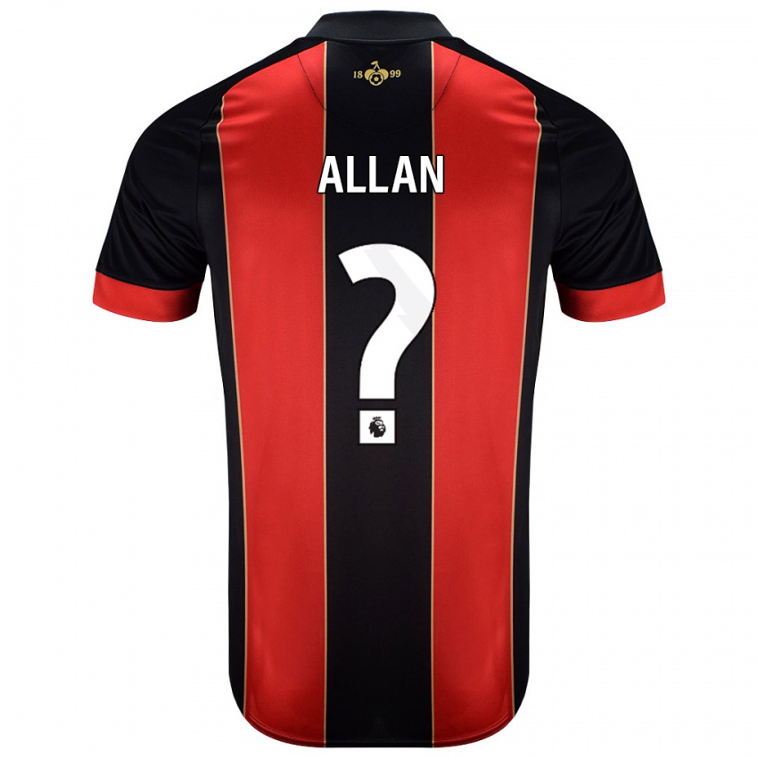 Niño Camiseta Mack Allan #0 Rojo Negro 1ª Equipación 2024/25 La Camisa