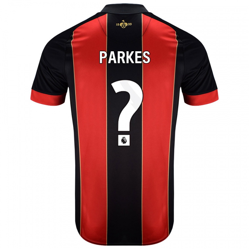 Niño Camiseta Sonny Parkes #0 Rojo Negro 1ª Equipación 2024/25 La Camisa